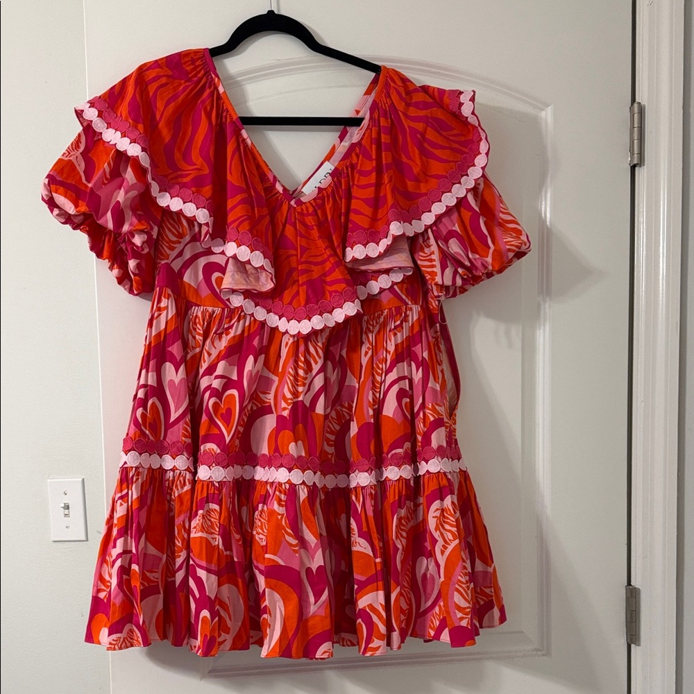 Alden Adair Pink and Orange Ruffle Dress